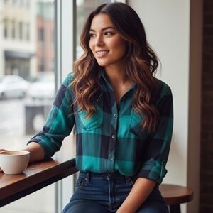 NWT Maurices XS 90s Grunge Western Buffalo Plaid Boyfriend Button Down Shirt